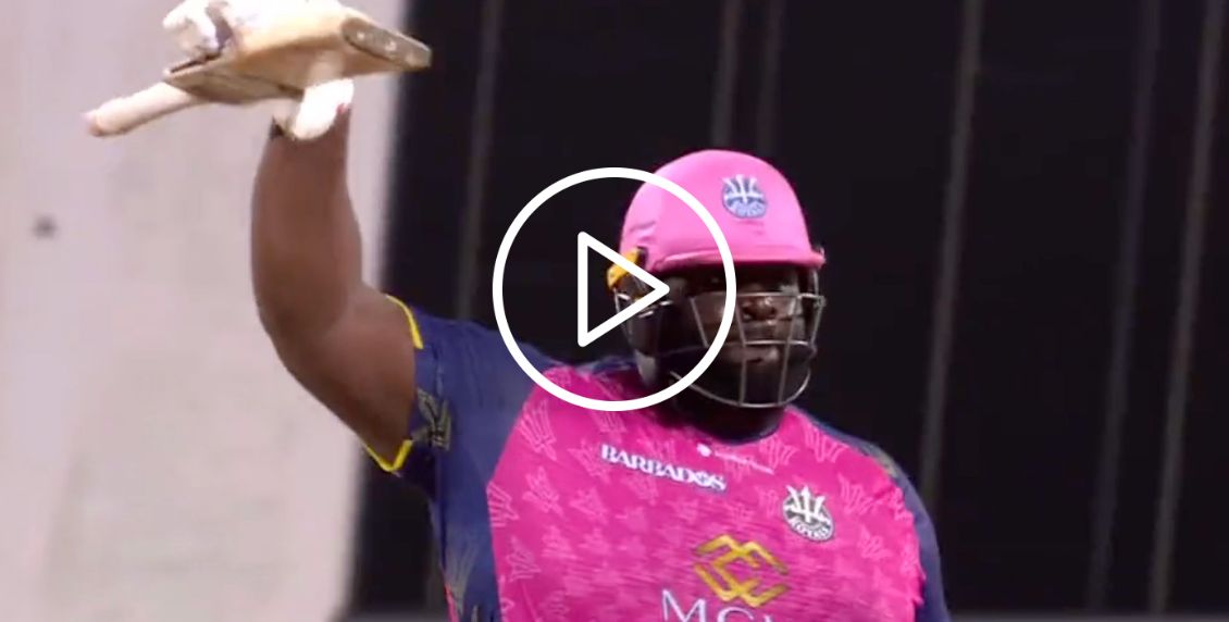 [Watch] Rahkeem Cornwall's Mic-Drop Celebration After Slamming Maiden CPL Century